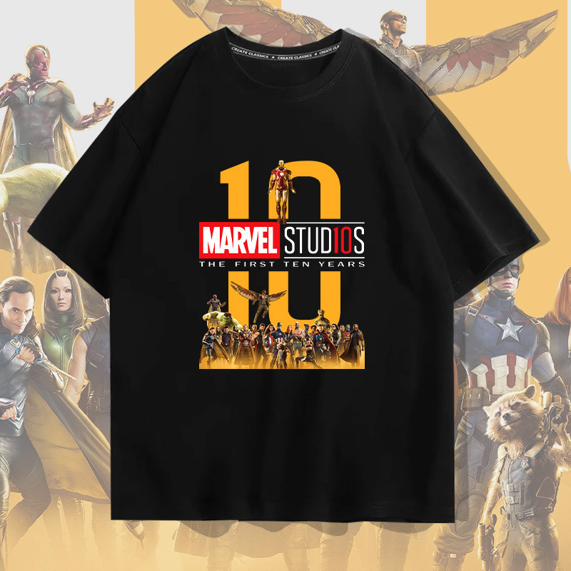 Marvel joint name Iron Man Spider-Man short sleeve T-shirt men's cotton loose youth half sleeve fashion top summer wear Marvel joint name Iron Man Spider-Man short sleeve T-shirt men's cotton loose youth half sleeve fashion top summer wear