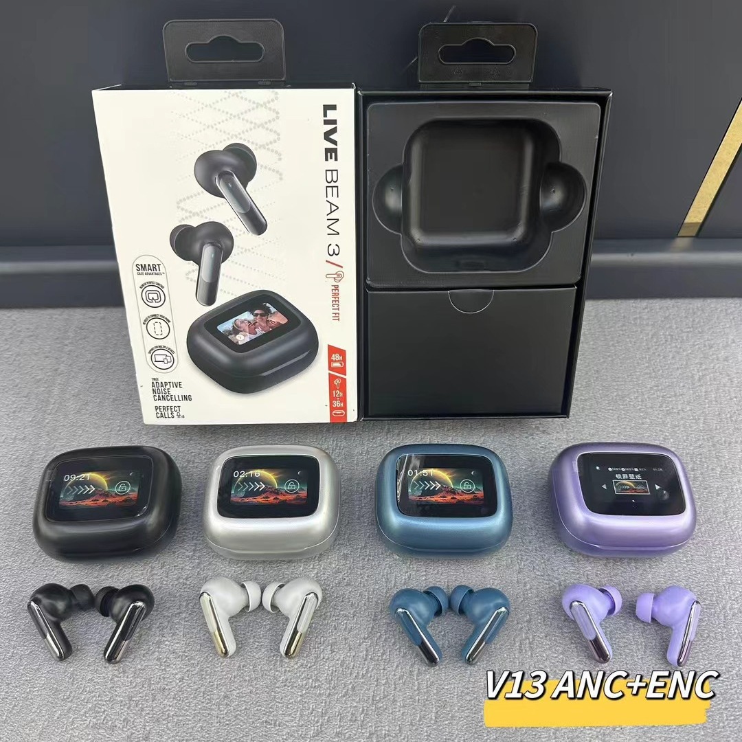 Nuevos productos transfronterizos LIVE BEAM3 auriculares inalámbricos TWS Bluetooth dual micrófonos ANC ruido reducción de graves llamadas multifuncionales