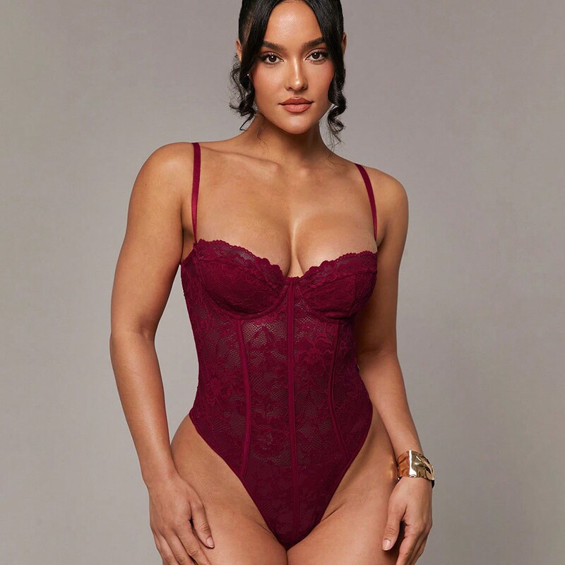 European and American Style Cross-Border Lace Floral Women's Fitted Camisole Bustier Shapewear Plus Size Lingerie