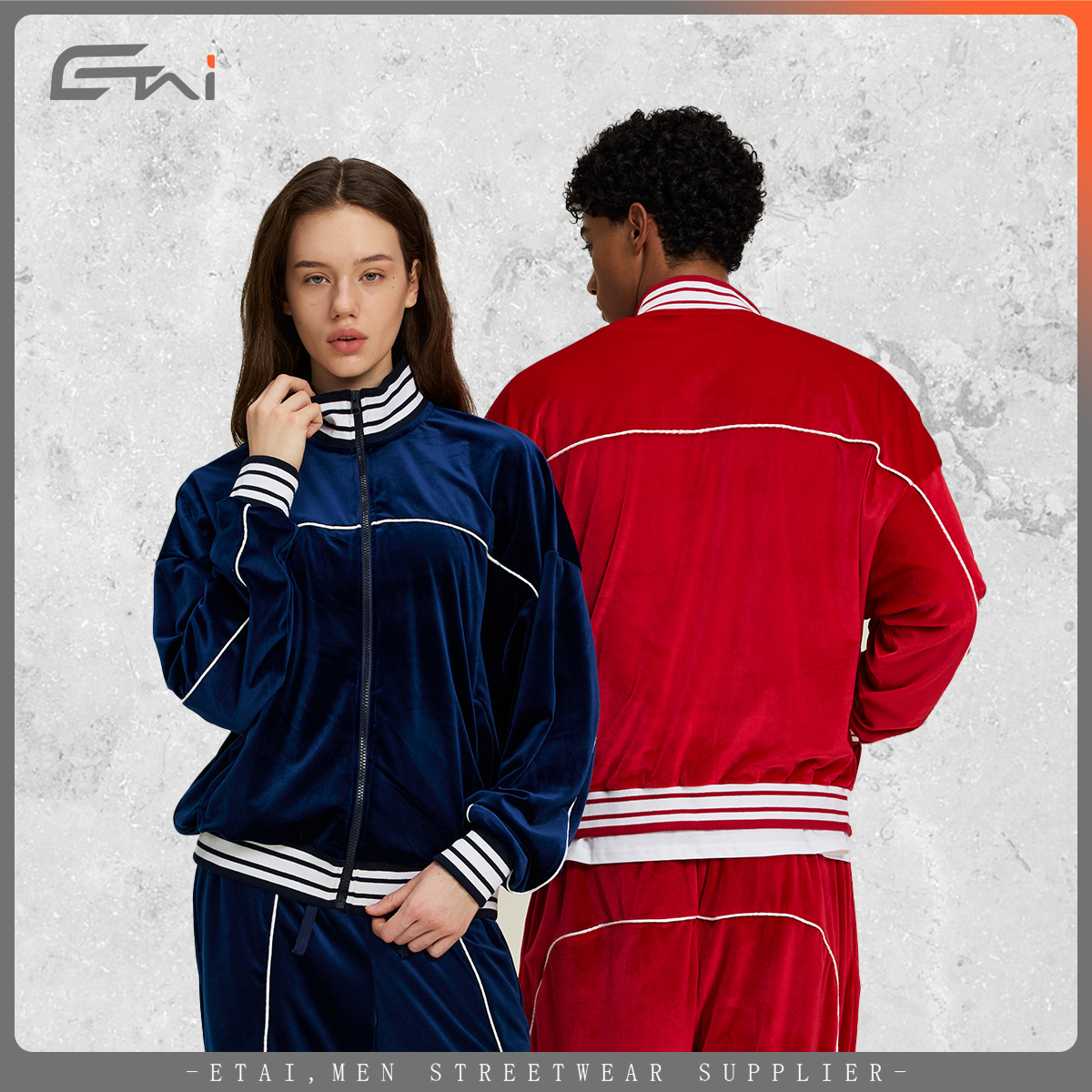 ETAI ropa de hombre moda americana deportiva casual terciopelo ropa de hombre abrigo de cuello vertical pareja con blusa suelta image 4