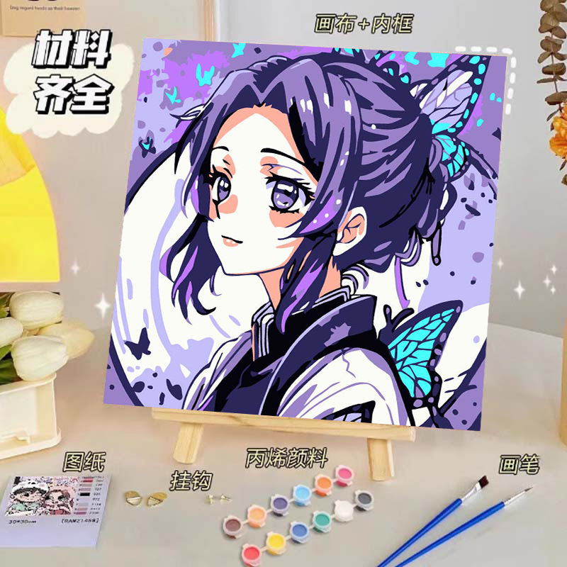 Pintura al óleo digital de bricolaje, dibujos animados para niños, pinturas para colorear hechas a mano, lindos puestos de animación curativos, comercio exterior transfronterizo