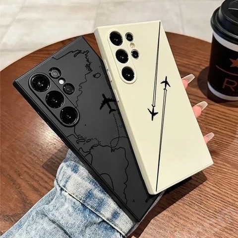 航空图适用三星S24/S23ULTRA手机壳外贸GalaxyS23/NOTE20保护套25