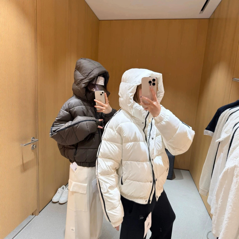 Alo Hooded down Jacket 25 Winter Women's Short Warm Fashionable Versatile Casual Simple Hooded down Jacket