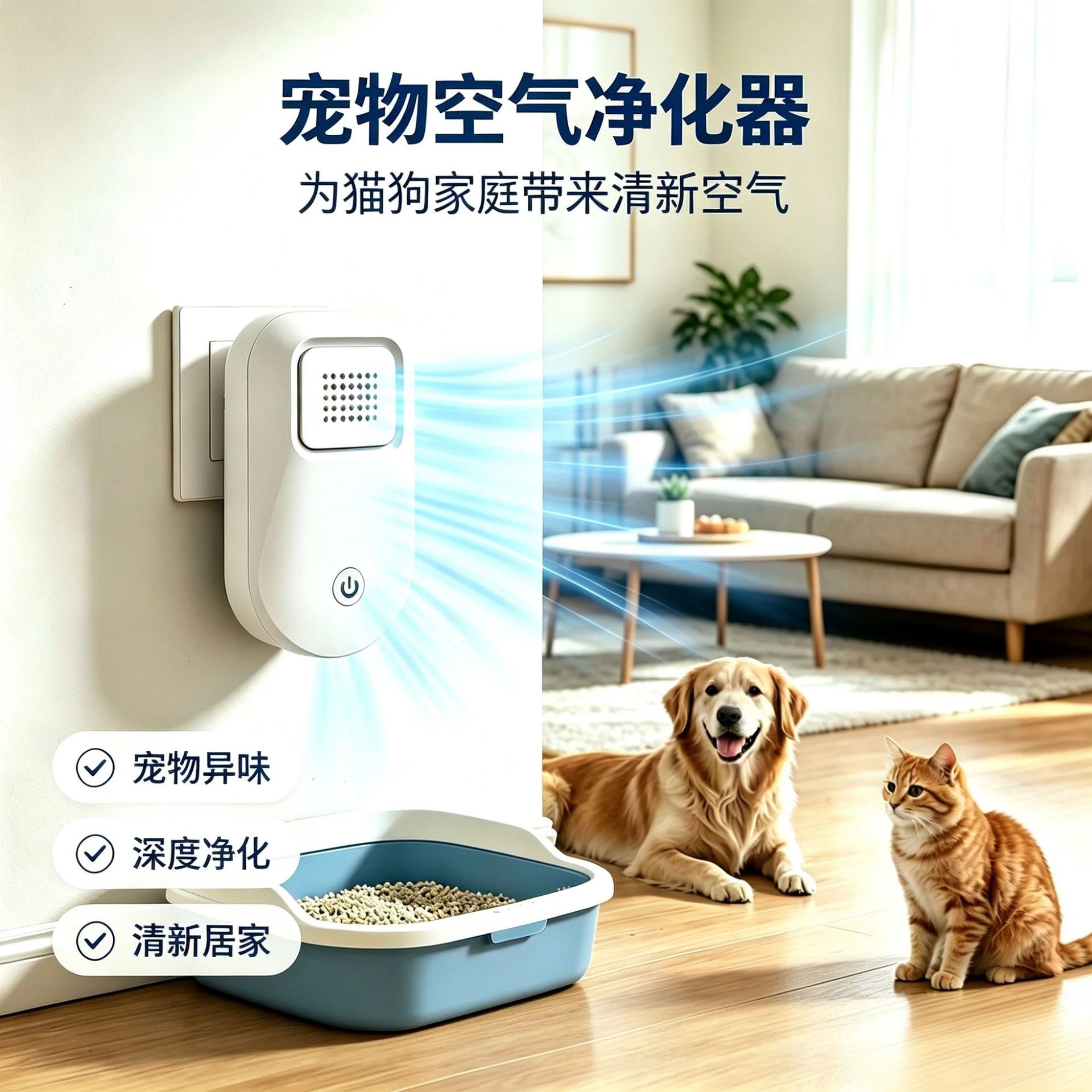 宠物净味净化器 家用猫狗除味器猫砂盆除臭机 电商货源现货批发净
