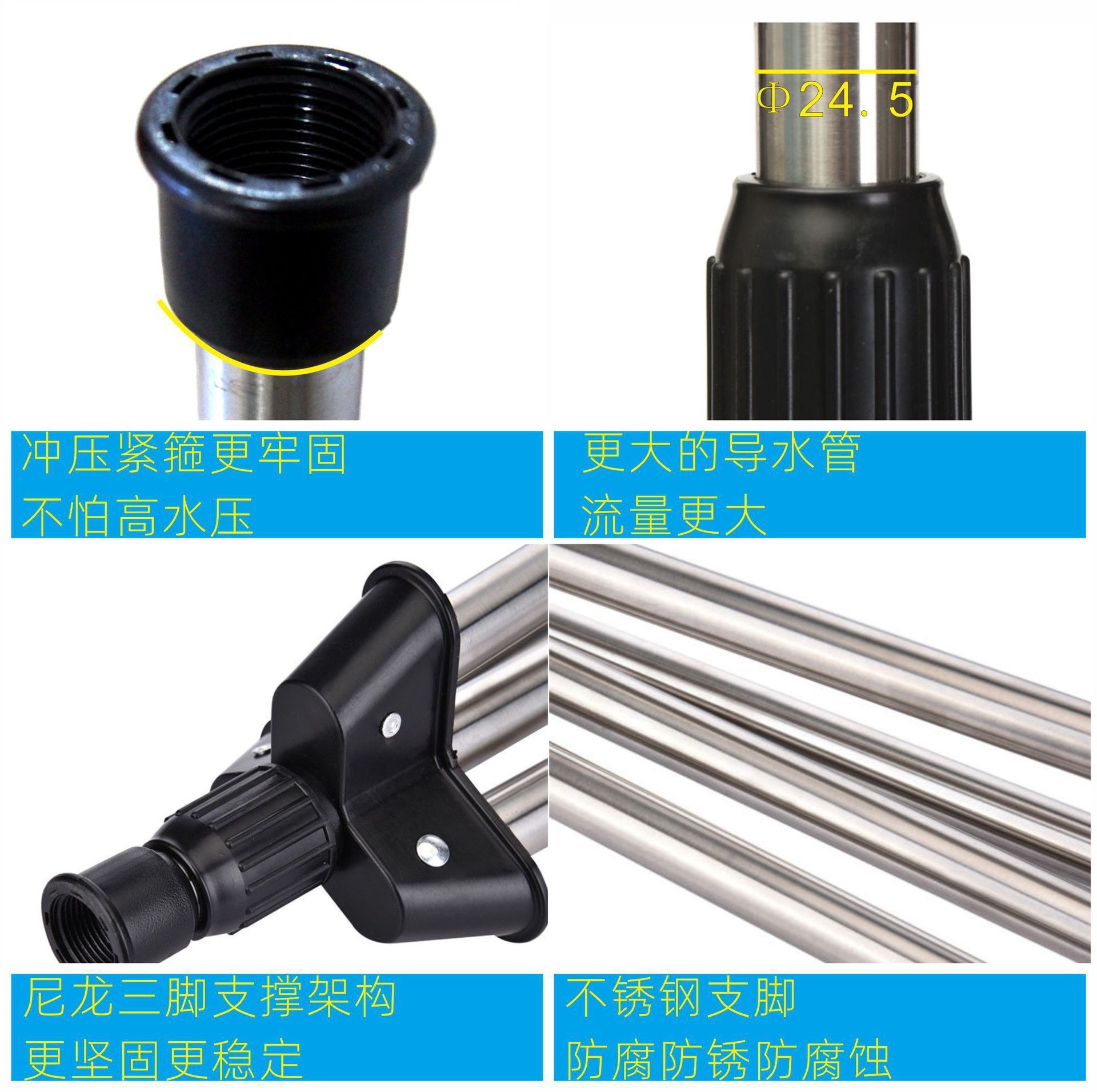 Jardín rociador rotatorio automático de rociadores de agua Magg, artefacto de riego de jardín con soporte de acero inoxidable