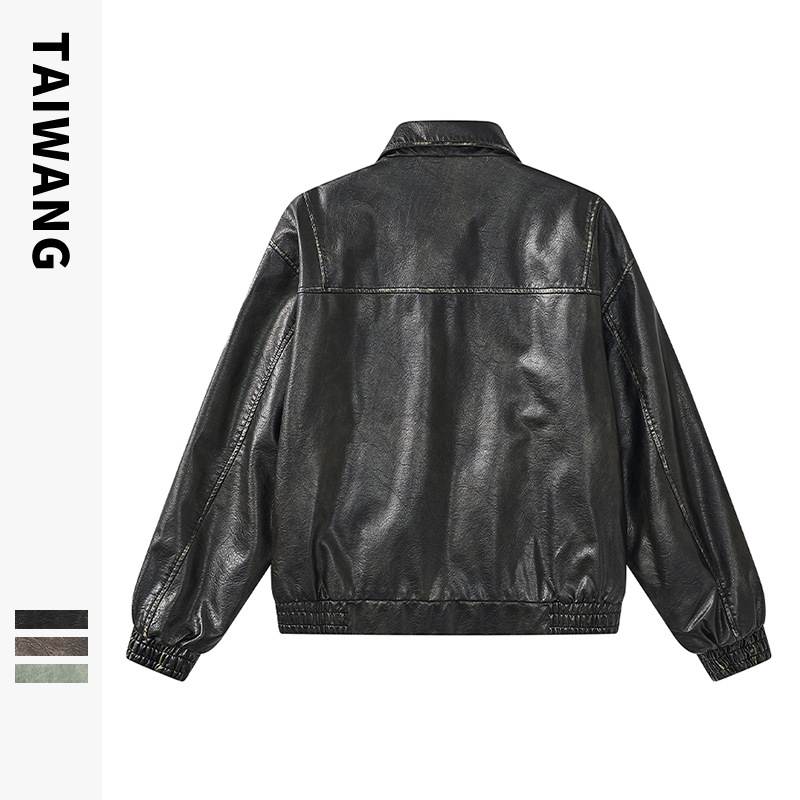 Men's Clothing Retro Lapel Leather Jacket Men's Autumn and Winter New Loose Casual Coat_voghion.com