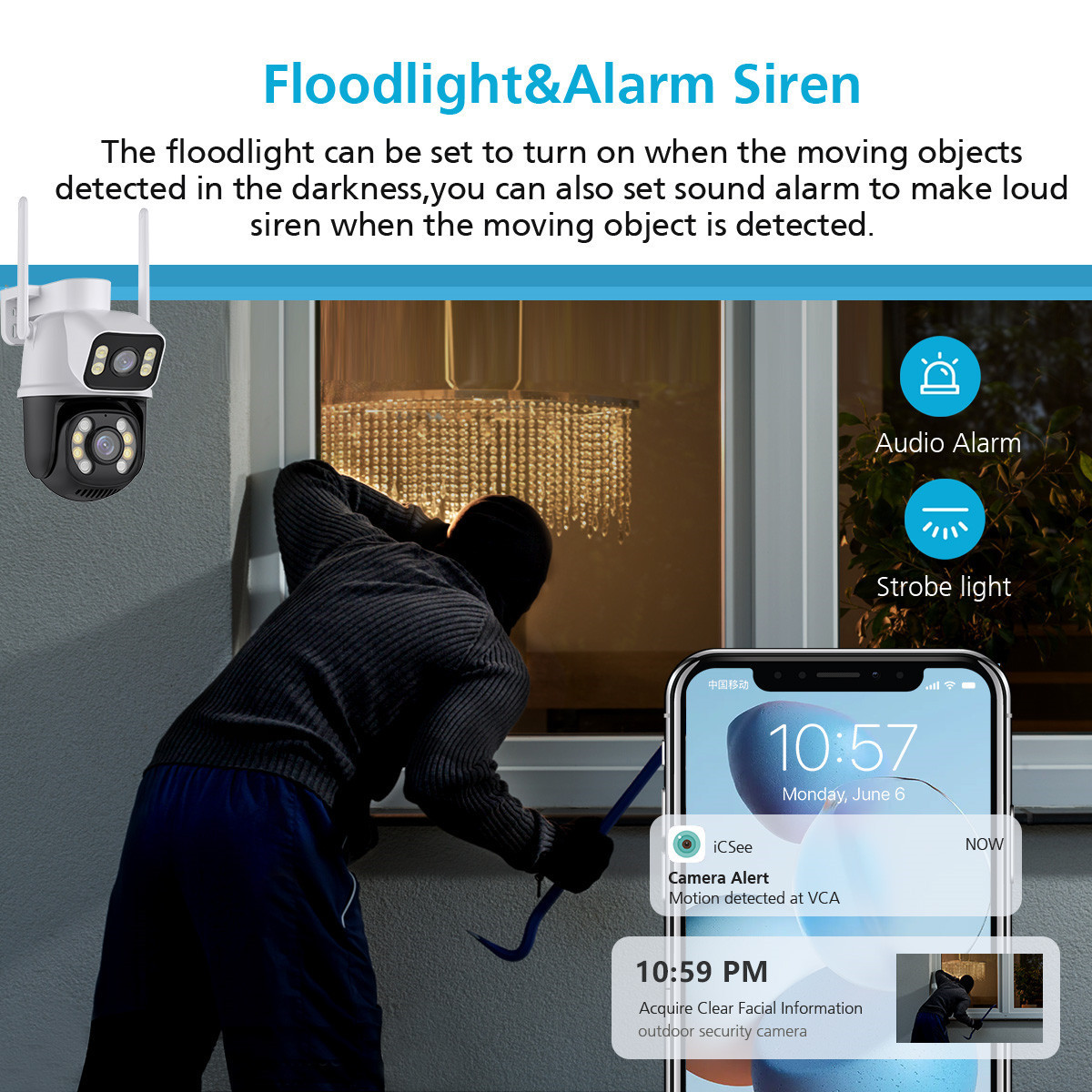 icsee dual-camera 8MP gun-ball linkage mobile remote home outdoor high-definition night vision 360-degree waterproof