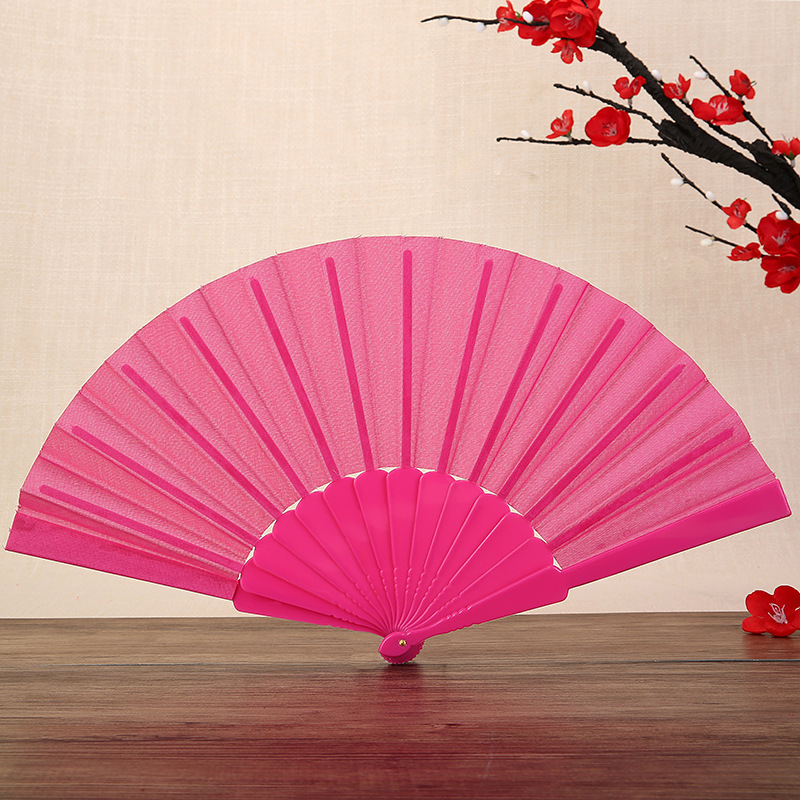 Abanico de boda abanico plegable de color sólido abanico de plástico plano liso de color sólido
