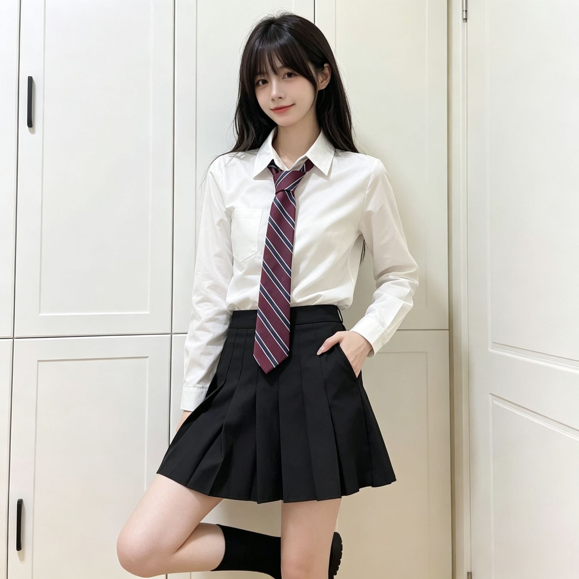 Jk Solid Color Shirt for Women, Autumn and Winter Japanese Style Academy Uniform, Basic Long-Sleeve Shirt in Milk White, Wholesale Uniform from Manufacturer