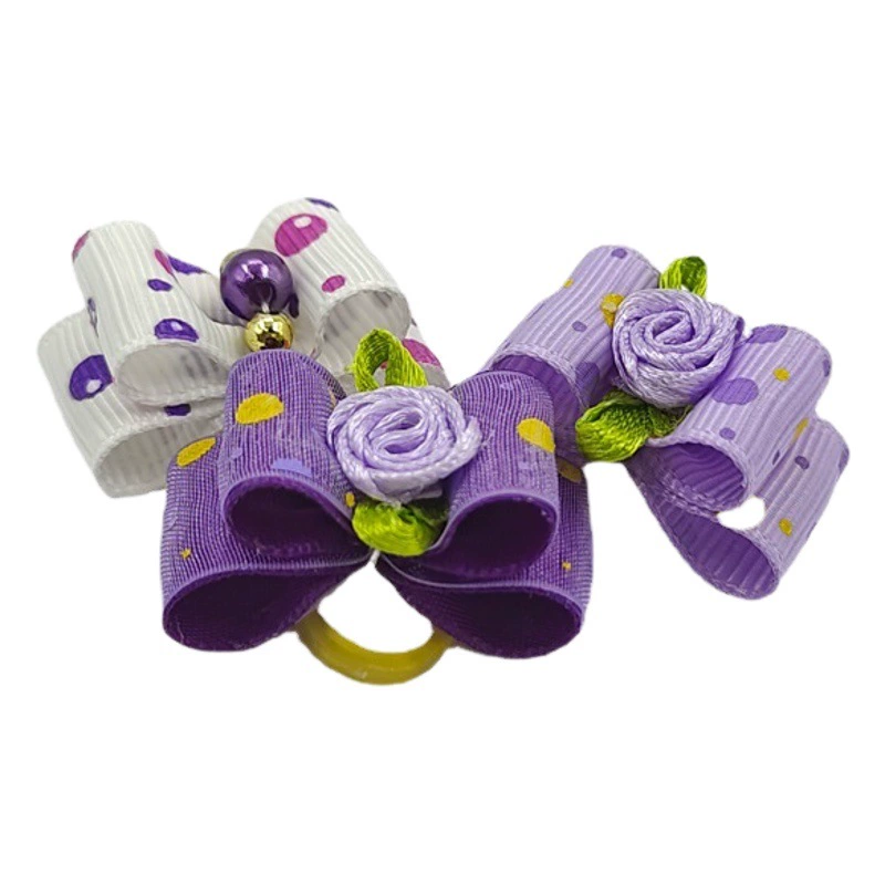 Горячий головной убор с бантом для домашних животных Цветок Собака головной убор резинка аксессуары для домашних животных в наличии оптовая продажа качество двойной сплит цвет