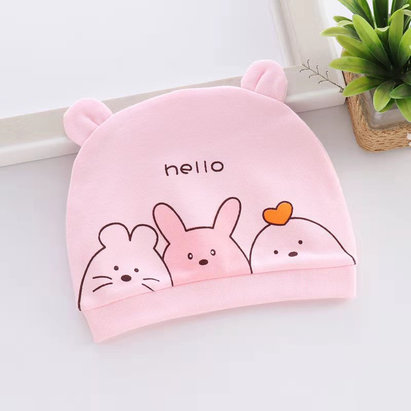0--1 Sombrero de bebé recién nacido primavera y otoño algodón peinado para bebés de dibujos animados para hombres y mujeres cuatro estaciones sombrero de neumáticos a prueba de viento sombrero de puerta de goma