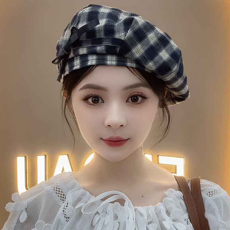 黑色八角贝雷帽子女秋冬大头围显脸小画家帽高级感时尚百搭报童帽|undefined