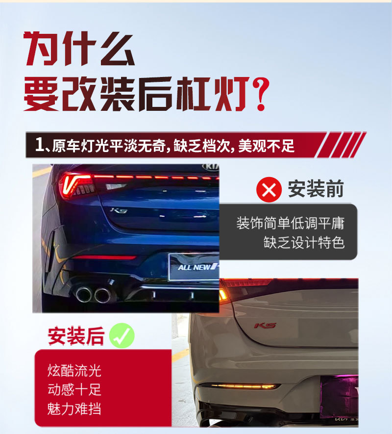 Suitable for 2020 Kia K5 Kaiku Rear Bumper Lights, Kia Optima Special Modified Led Rear Bumper Lights, Brake Lights