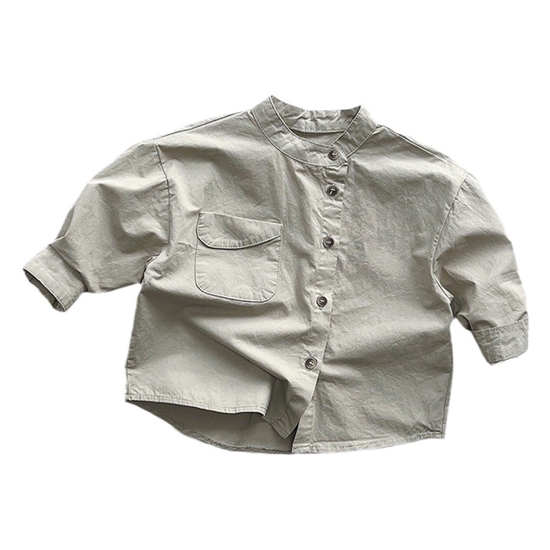 Camisas para niños, primavera 2025, nuevas camisetas de algodón puro de estilo coreano para niños y niñas, niños pequeños y medianos, ropa infantil de moda de estilo japonés para bebés