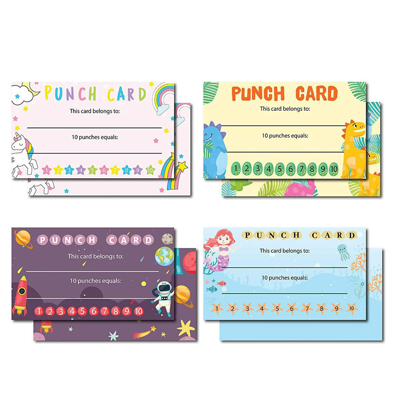 2022亚马逊独角兽恐龙美人鱼太空人飞船穿孔PUNCH CARD学生奖励卡