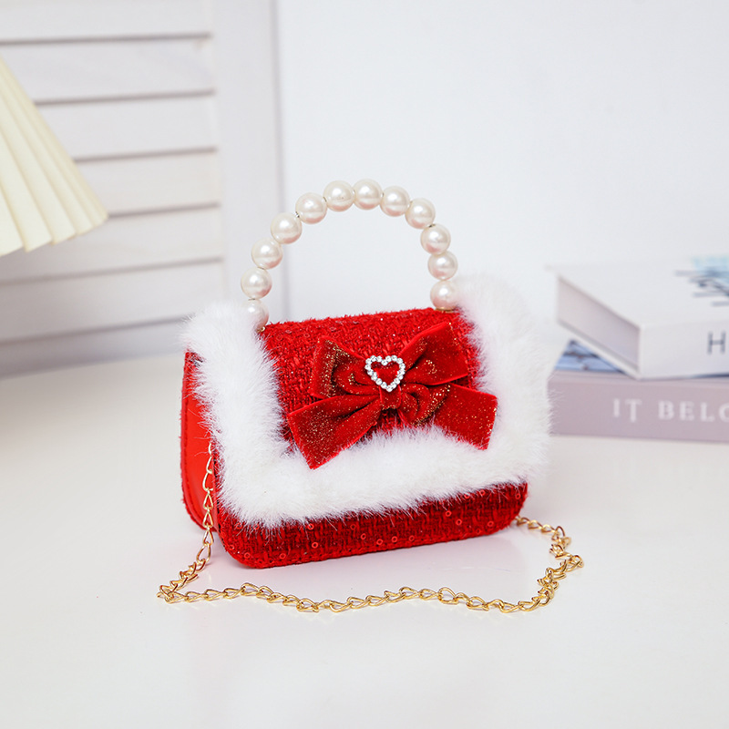 Bolsos infantiles, bolsos de arco de perlas, bolsos de mano, bolsos de Año Nuevo, bolsos de princesa de moda, bolsos de hombro