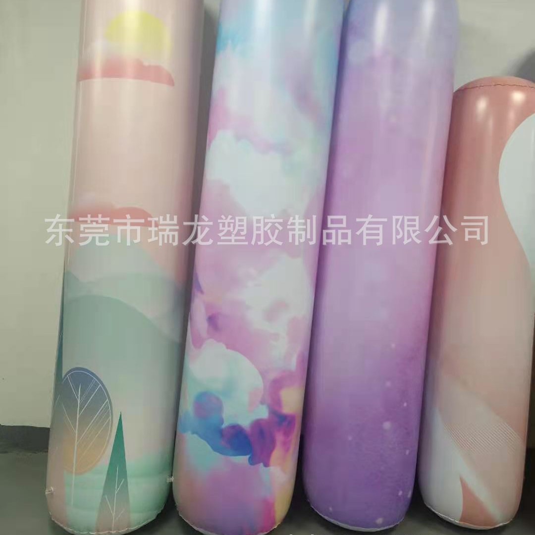 厂家PVC透明不倒翁 充气UV印刷圆柱 广告宣传印画趣味气模