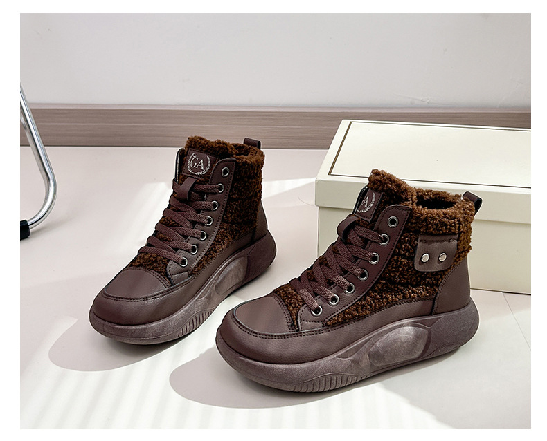 Women's Plush High Top Cotton Shoes Versatile Casual Trainers_voghion.com