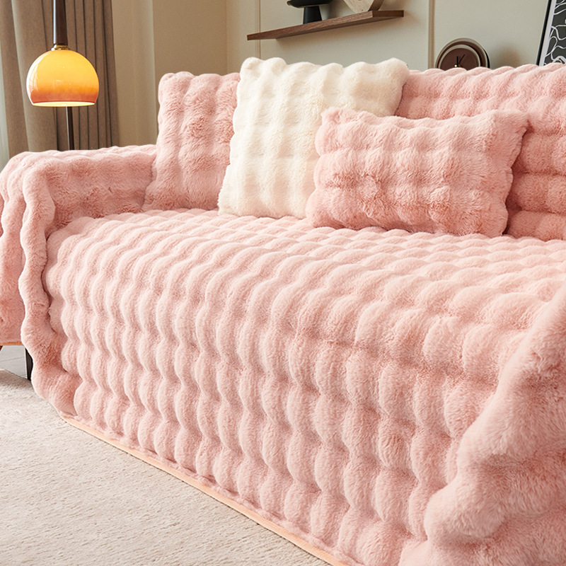 Todo incluido nuevo sofá de otoño y invierno para gatos cubierta de conejo peluche grueso cálido sofá cubierta toalla cojín manta sala de estar