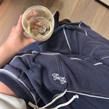 高品质美式复古卫裤女小众个性刺绣撞色明线高腰抽绳微喇休闲长裤