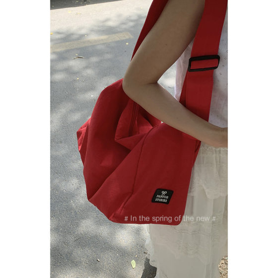 College Style Casual Canvas Bag Women's 2024 New Style Simple Tote Bag All-match Large Capacity Crossbody Bag Pillow Bag