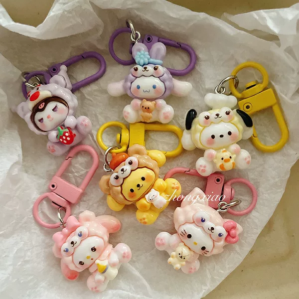 Cartoon Sanrio keychain pendant, cute and girly, suitable for student backpacks, bag accessories, and as a gift for friends