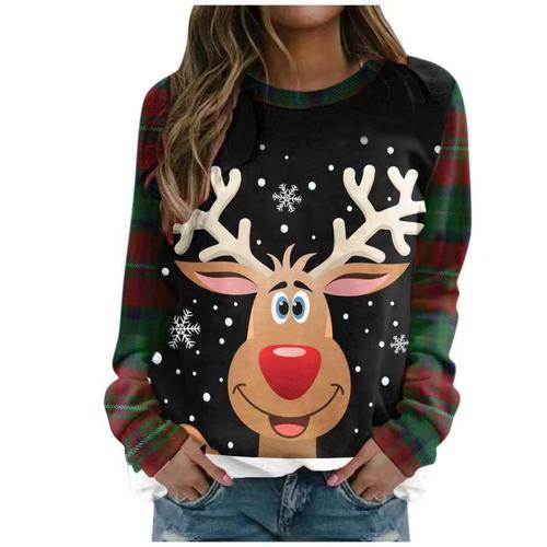 European and American Cross-Border E-commerce: Amazon AliExpress Plus-Size Christmas 3D Digital Print Women's Long-Sleeved Crewneck Sweatshirt