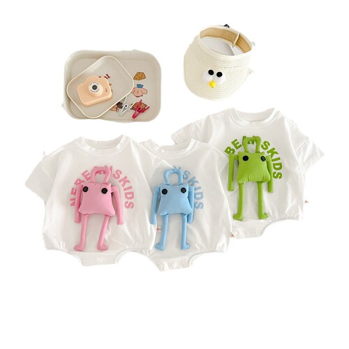 Detachable Robot 0-2 Year Old Baby Triangle Bib Pants Summer Breathable Cotton Soft Shaped Romper Crawling Suit