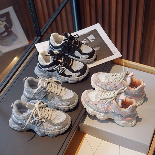 Children's shoes, boys' sneakers, breathable mesh shoes, girls' soft sole non-slip dad's shoes, casual shoes, single shoes