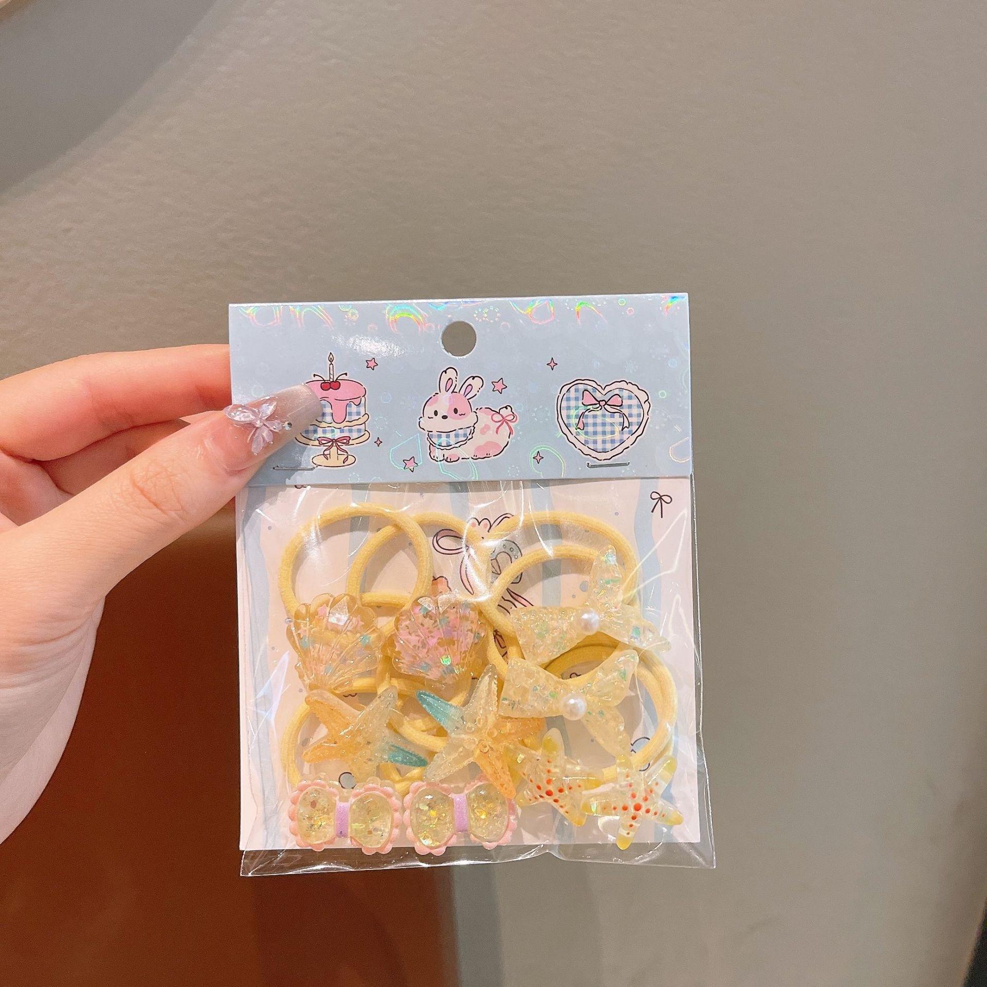 Anillo de pelo de pulgar de dibujos animados para niños, cabello para bebés, cabello para bebés, banda de pelo de alta elasticidad coreana