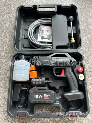 Portable car washer – high-power lithium battery water pump - black-ten-sections-one-battery-and-one-plastic-box