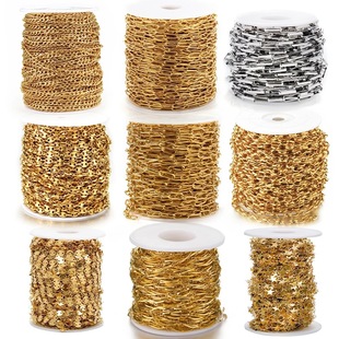 Stainless steel chain 18k real gold plating a variety of tail chain extended chain thick chain bracelet necklace DI Y jewelry