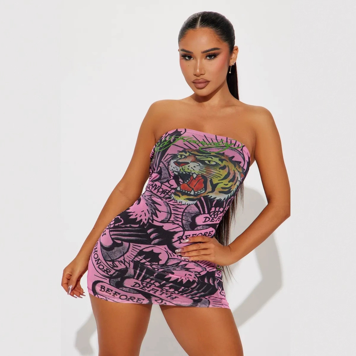 1331 Fashion Print Dress Fashionable Printed Dress