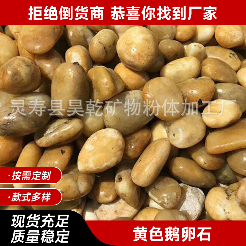 供应抛光黄色鹅卵石造景装饰雨花石鹅卵石砾石铺面小石子装饰铺面