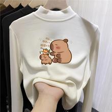 【店铺热销】女童德绒半高领打底衫中大童秋冬季保暖内搭德绒长袖