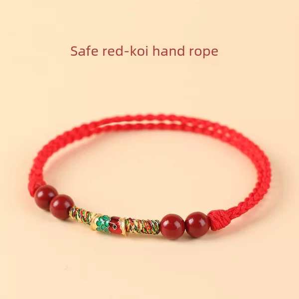 Koi Fish Bracelet, Good Luck Red String Anklet for Women, Men's Red String Woven Bracelet, Gift, Chinese Style Bracelet