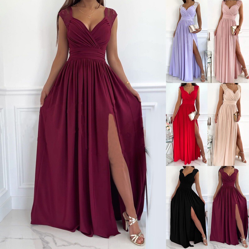 Independent Station Wish Amazon Sleeveless Lace Backless Hem Slit European and American Dress Independent Station Wish Amazon Sleeveless Lace Backless Hem Slit European and American Dress
