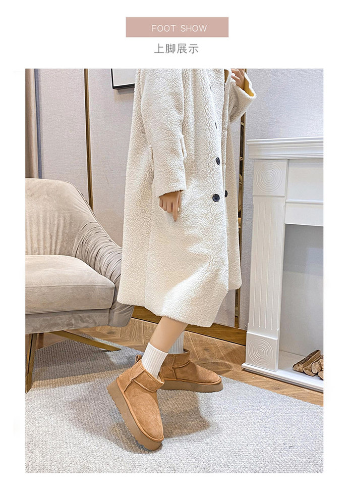 Bốt ngắn cổ lót nhung da bò đế dày gót 4 cm cho nữ — Màu cát (đế dày), Màu hạt dẻ (đế dày) chi tiết 12