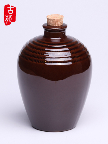 S588 ceramic wine bottle, small wine jar, jug, household 1 catties roasted flower soaking wine jar, clay pottery, one pound red black glaze
