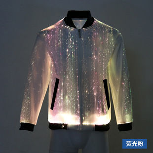 Men's luminous coat Spring and Autumn New led luminous baseball uniform printed logo European and American fashion coat men's custom