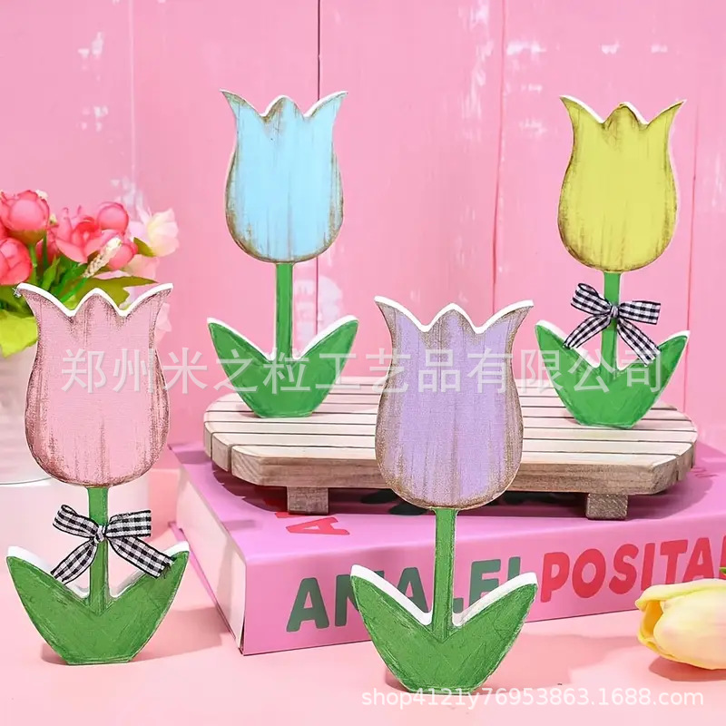 PVC Simple Modern DIY Tulip Flower Ornaments Home Decoration Craft Gift Mother's Day Ornaments Desktop