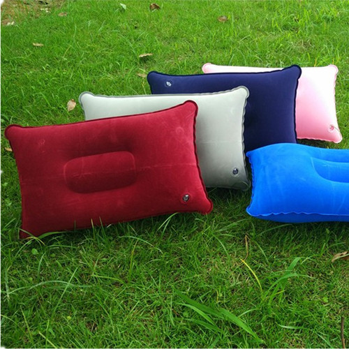 Wholesale outdoor flocking pillow rectangular inflatable pillow travel camping portable nap companion square pillow