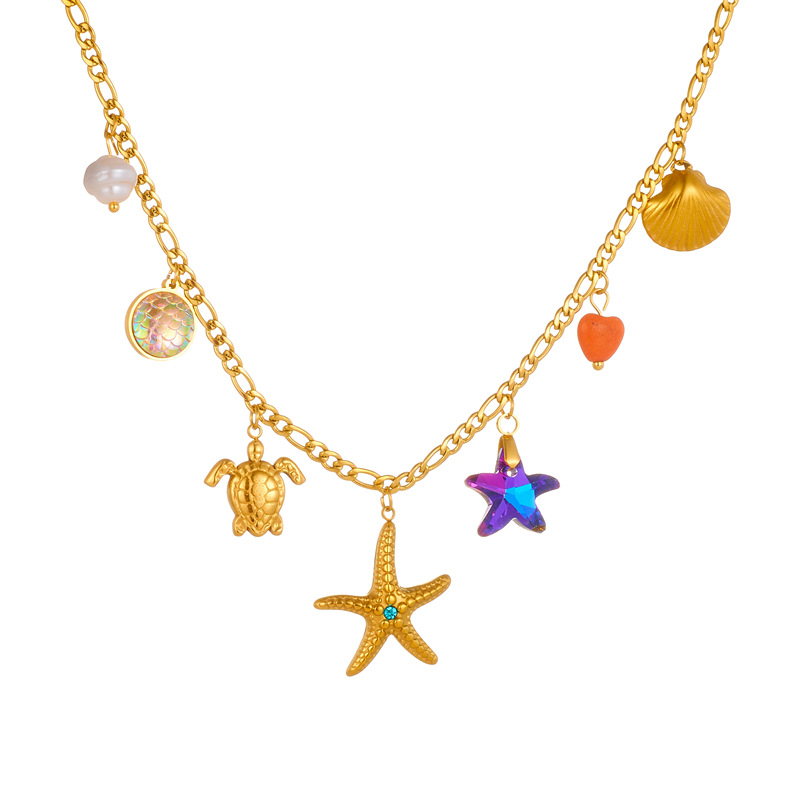 Star Pattern All Seasons Season Wholesale Jewelry Hawaiian Star 304 Stainless Steel Plating Necklace Cable Chain