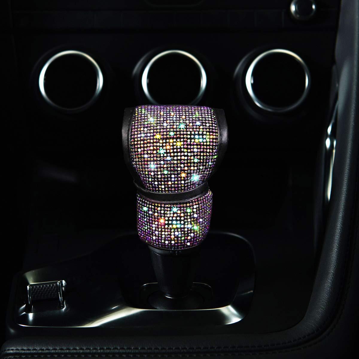 Car Steering Wheel Cover with Hot Diamonds, Full Diamonds, Rhinestone Armrest Box Pad, Gear Handle Cover, Cross-Border Popular Three-Piece Set Wholesale