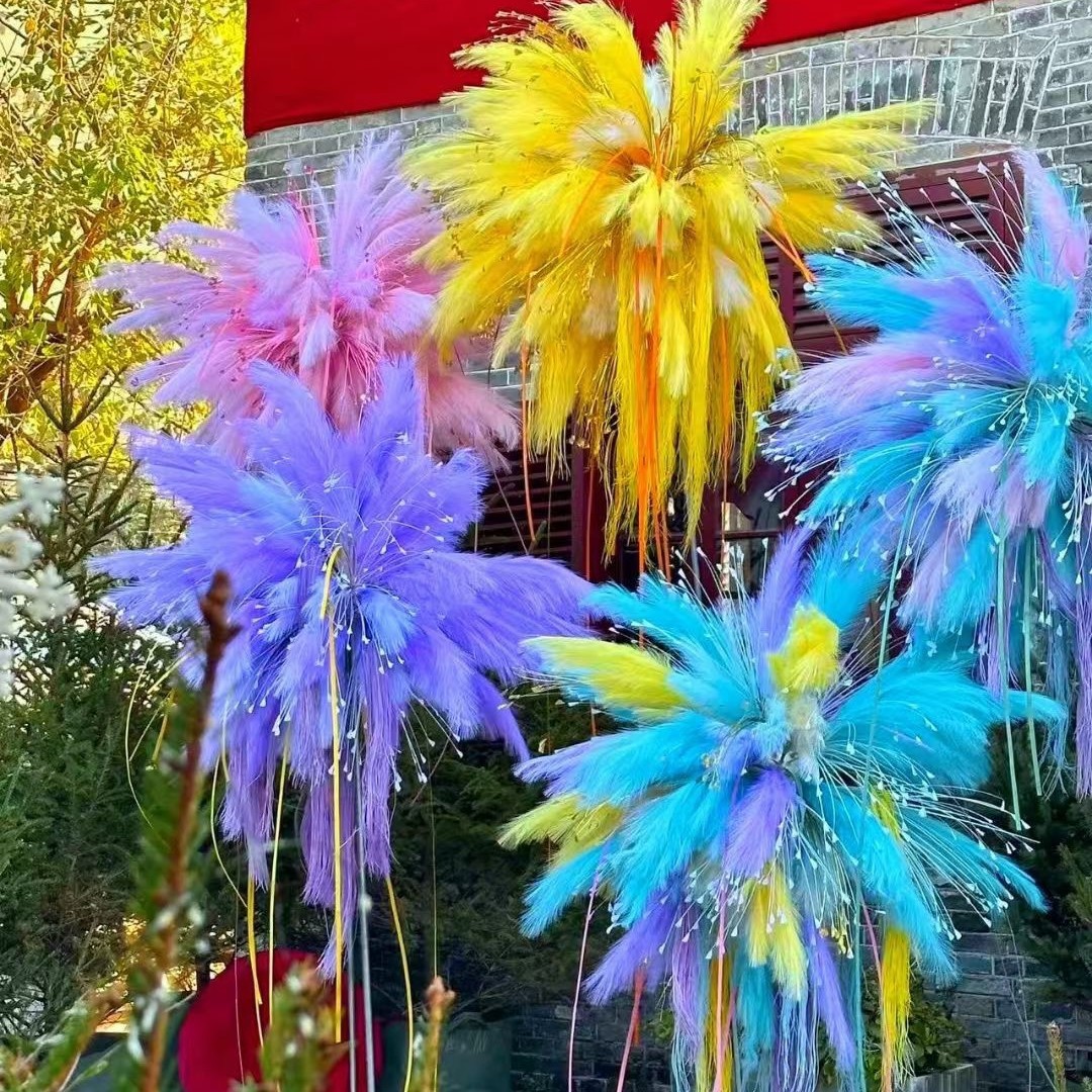 Fuegos artificiales clásicos árbol de simulación malavia decoración de bodas de hierba de caña de color gradiente flores falsas flores accesorios ornamentos image 3