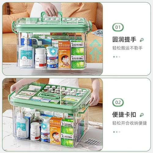 Medicine box multi-layer medicine box home decoration household medicine box large capacity medicine storage transparent large medical first aid box