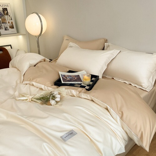160 pieces of lightweight luxury high-end long-staple cotton bed set, all-cotton pure cotton bed skirt, simple solid color bedding, comforter cover