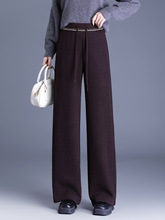 专柜羊毛阔腿裤女2025新款时尚高腰宽松垂感显瘦女士加绒直筒长裤