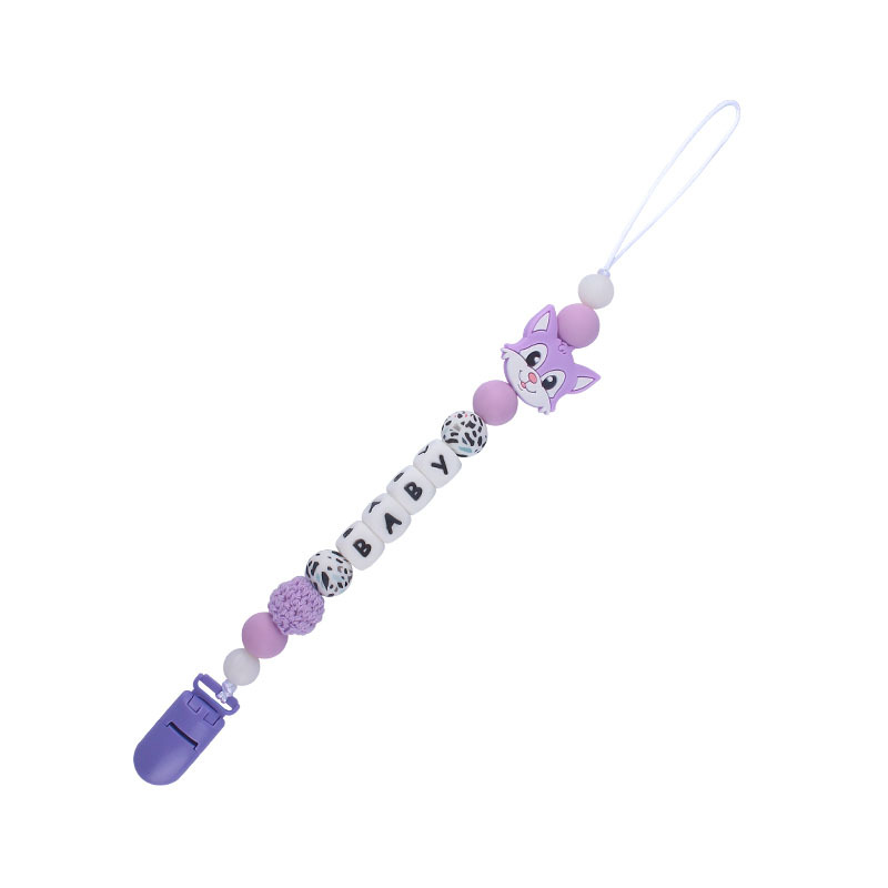 DIY creativo bebé suministros de dibujos animados de silicona Fox gato mordedor calmante bebé nombre chupete cadena molar anti-perdida cadena