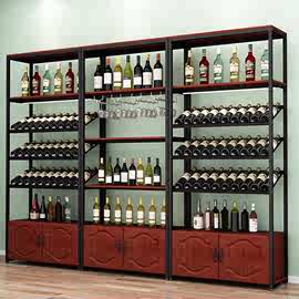 红酒展示柜简约葡萄酒陈列柜超市酒庄带灯货架白酒置物架铁艺货柜